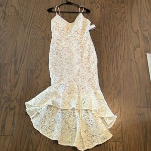 Trumpet white lace sequin dress